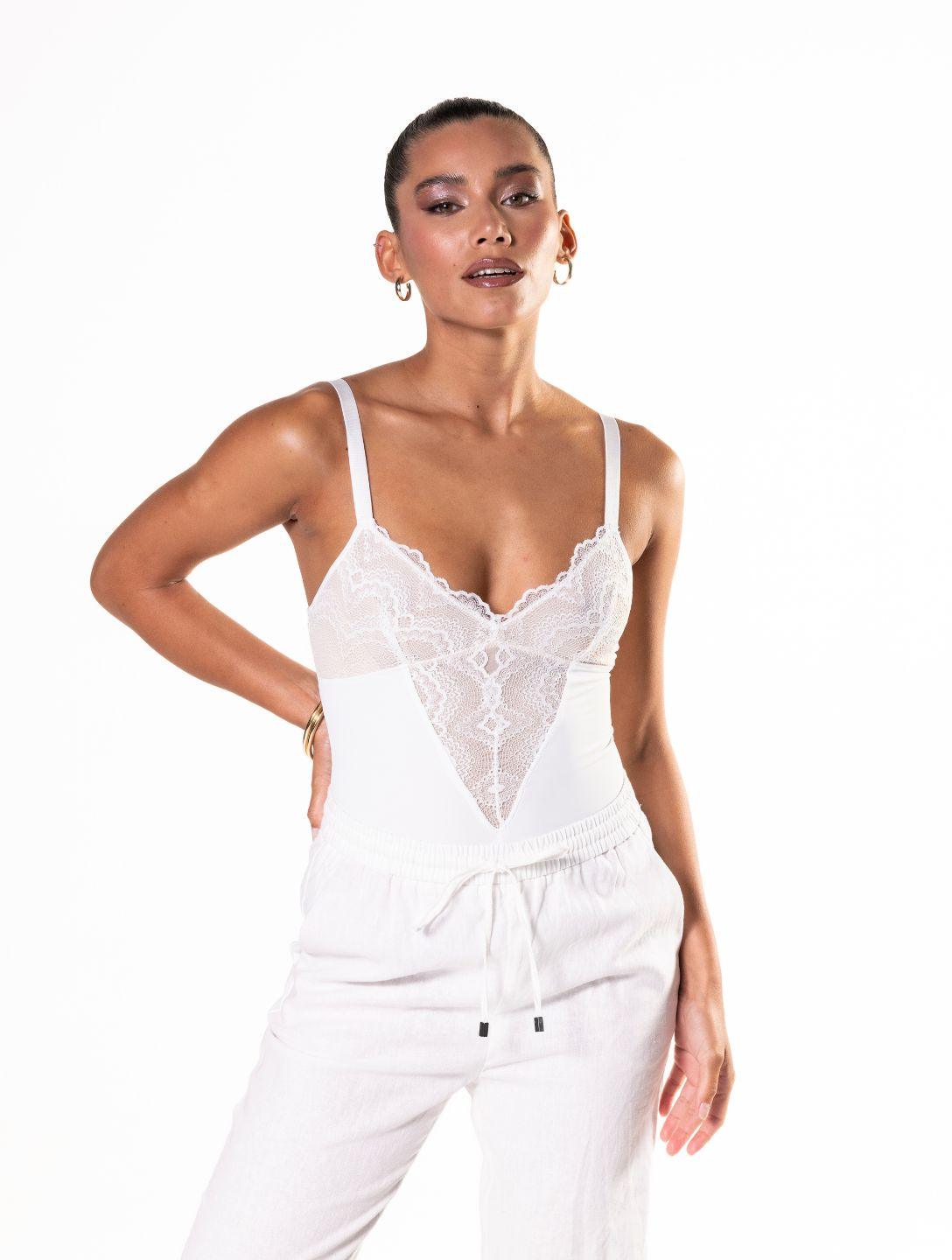 Chic Half-Laced Bodysuit for Effortless Style