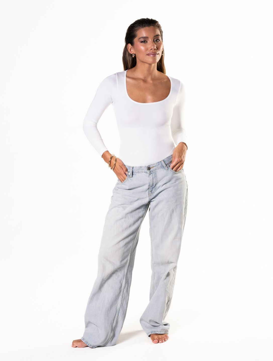Chic Long Sleeve Thong Bodysuit for Effortless Elegance