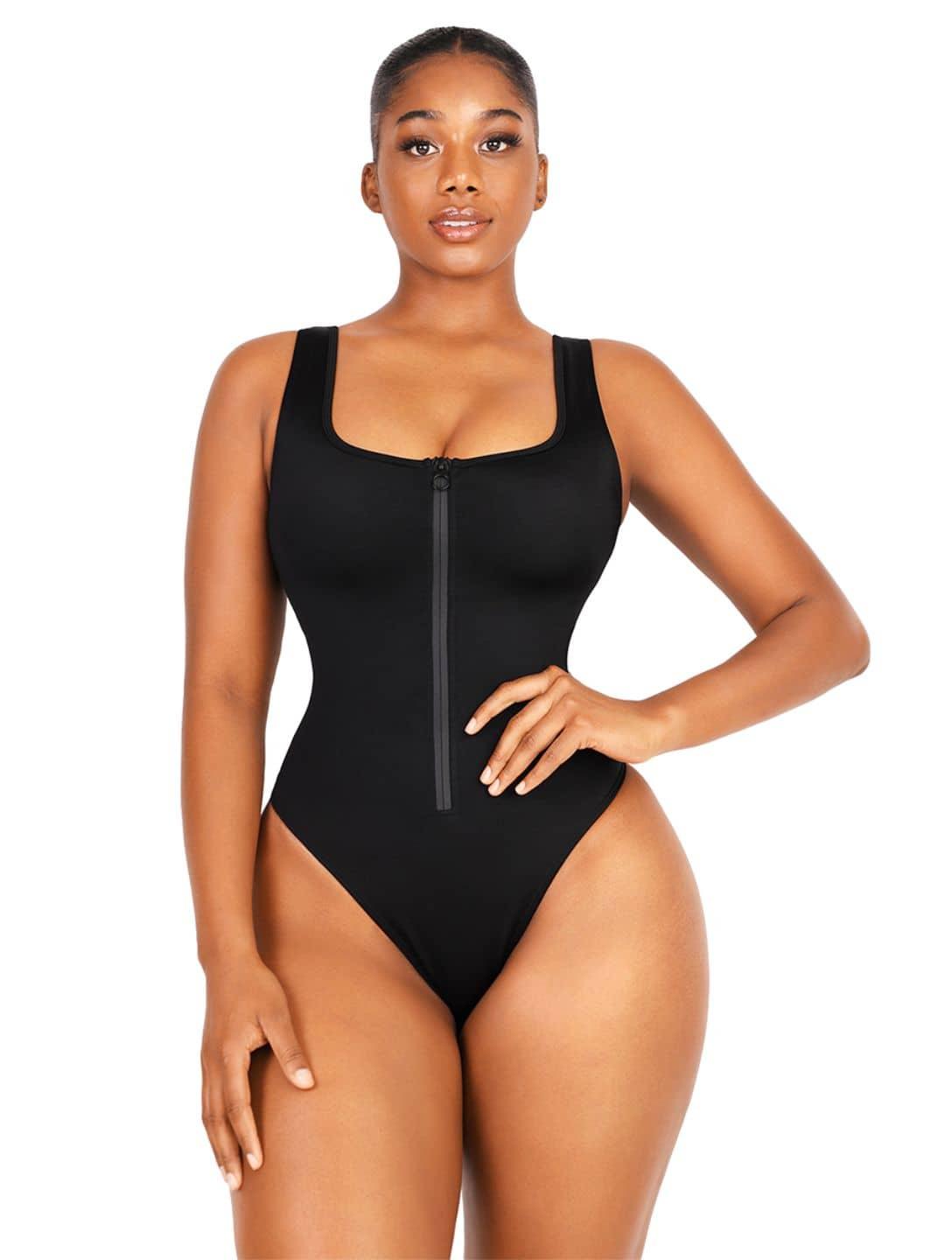 Shape-Enhancing Zip-Up Swimsuit