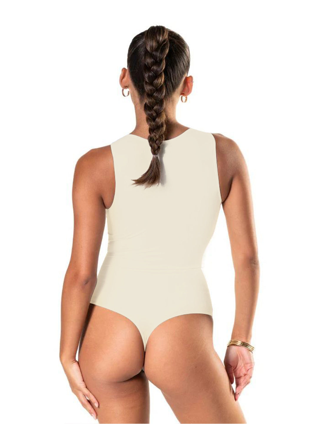 Chic Round Neck Thong Bodysuit