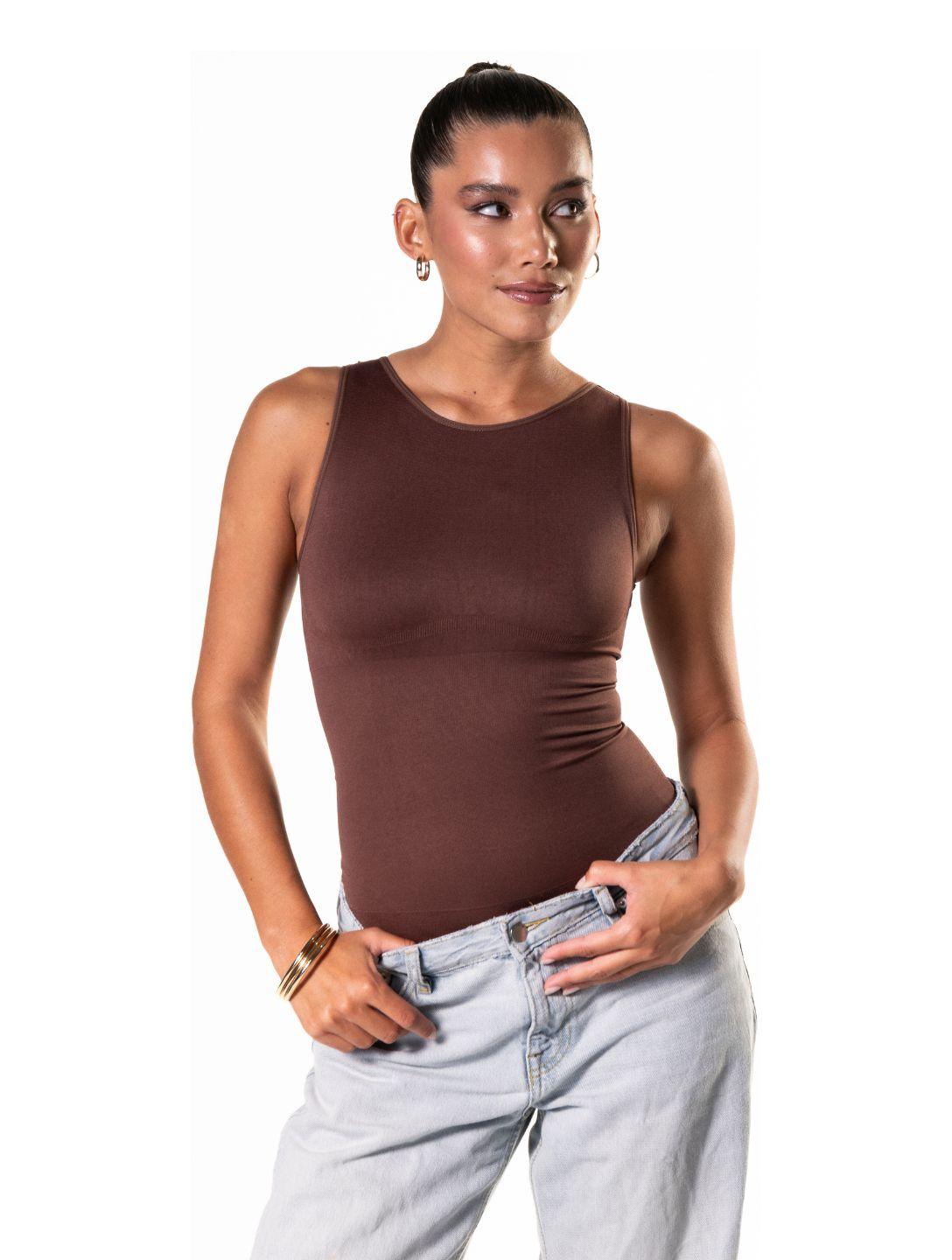 Chic Round Neck Thong Bodysuit