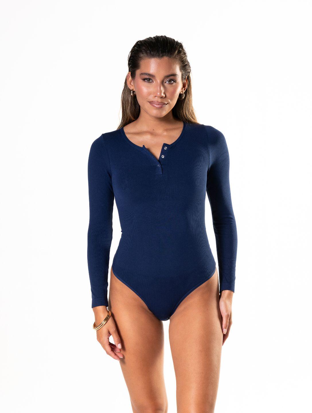Chic Seamless Long Sleeve Thong Bodysuit for Effortless Style