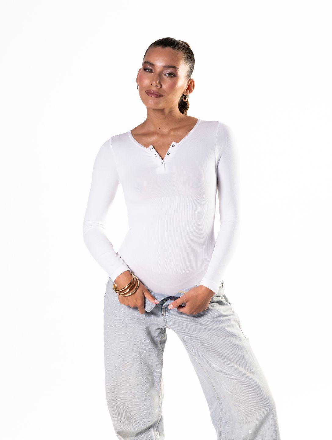 Chic Seamless Long Sleeve Thong Bodysuit for Effortless Style
