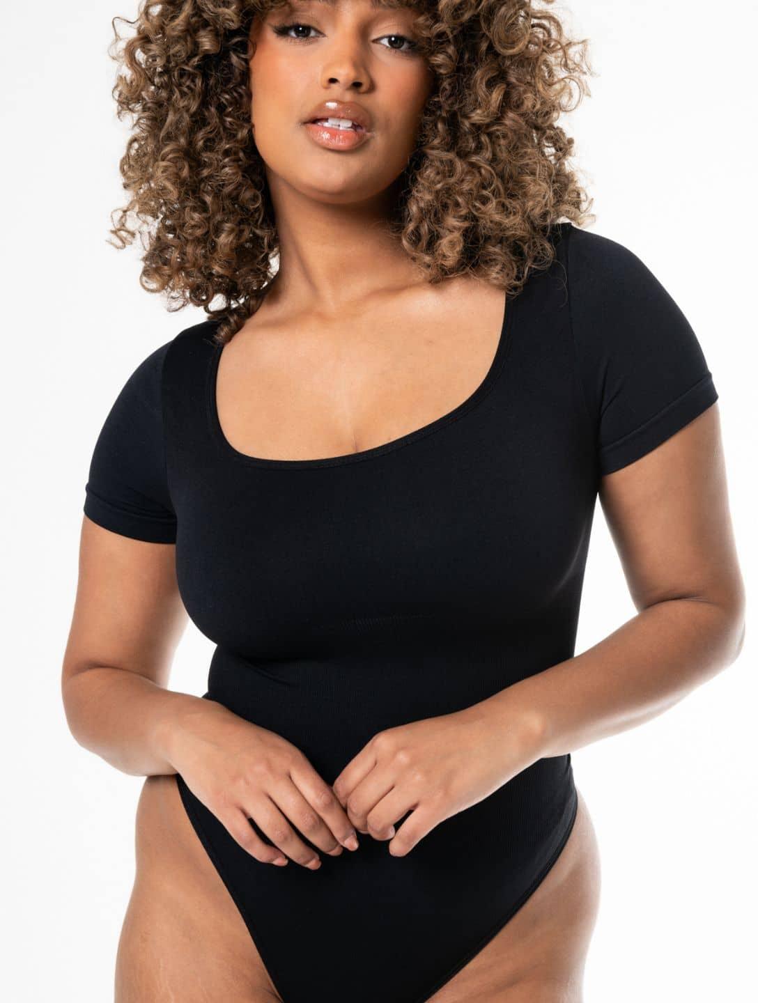 Chic Square Neck Thong Bodysuit