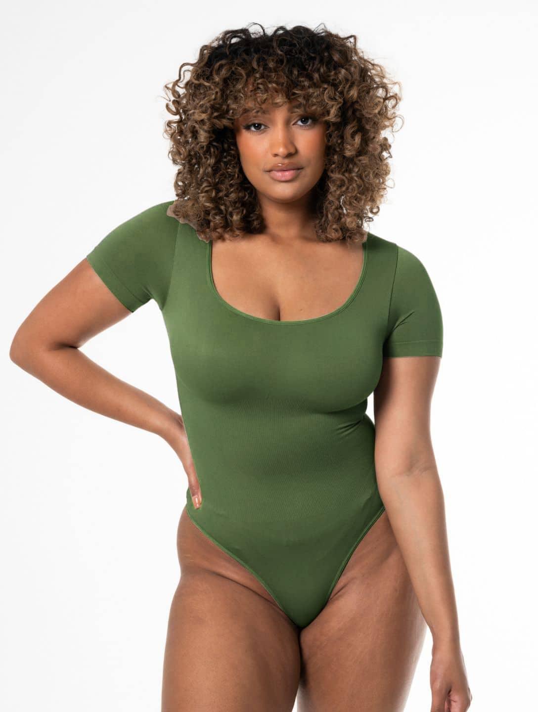 Chic Square Neck Thong Bodysuit