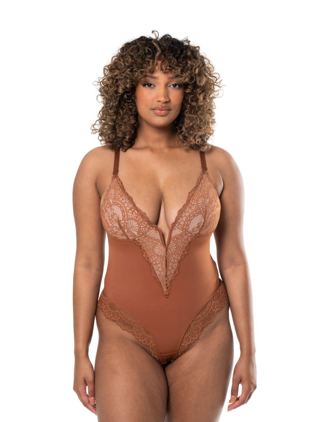 Chic V-Neck Bodysuit with Elegant Lace Accents