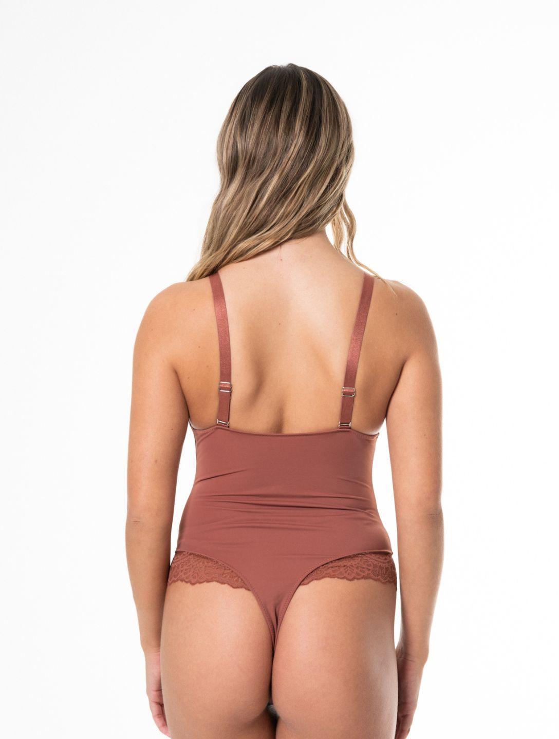 Chic V-Neck Bodysuit with Elegant Lace Accents