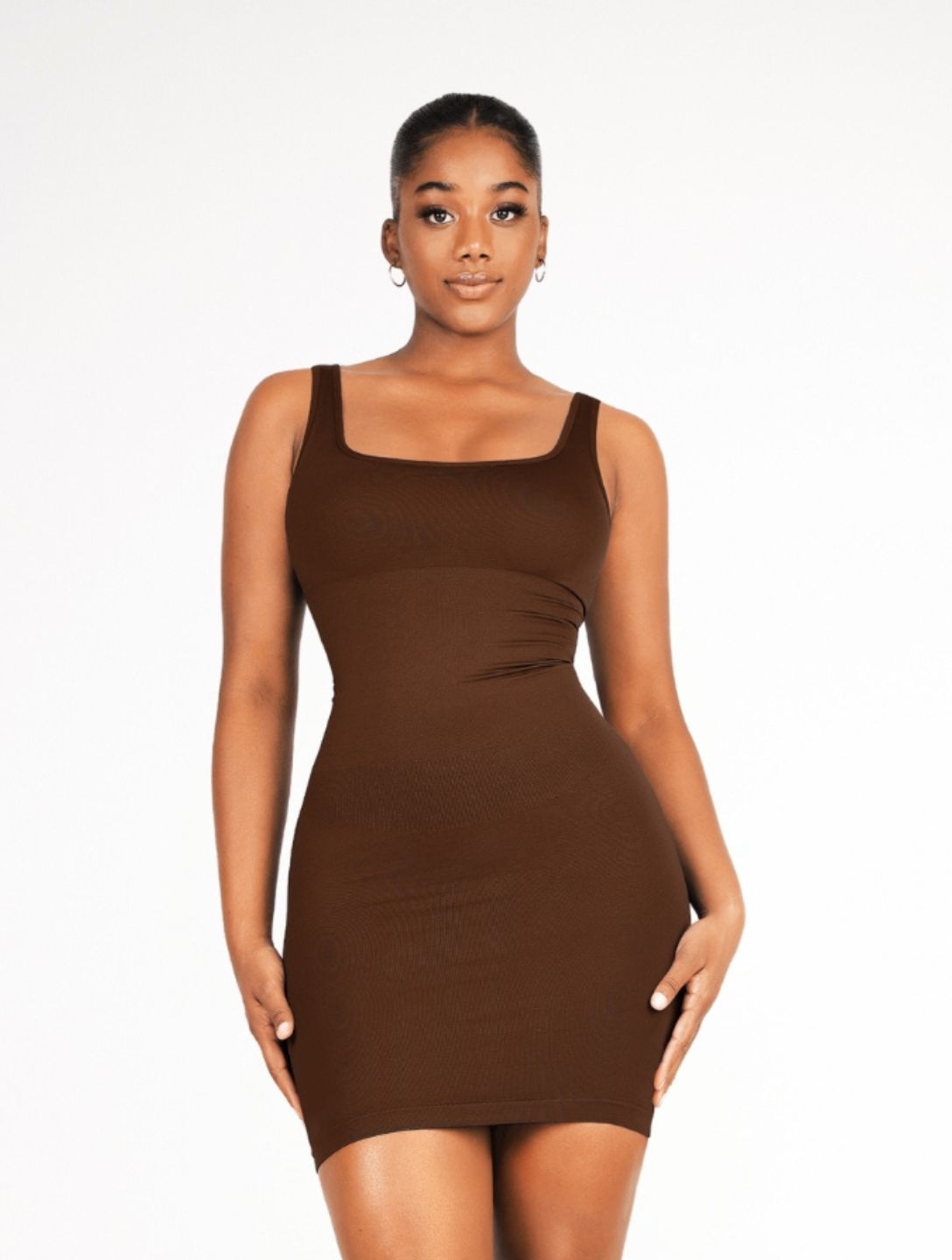Chic Square-Neck Seamless Mini Dress for Effortless Style
