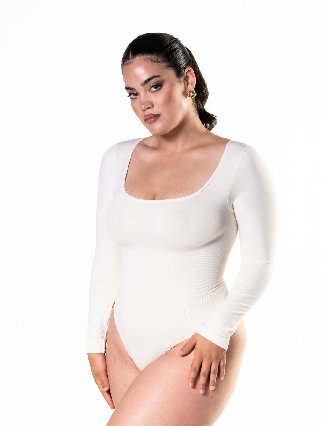 Chic Long Sleeve Thong Bodysuit for Effortless Elegance