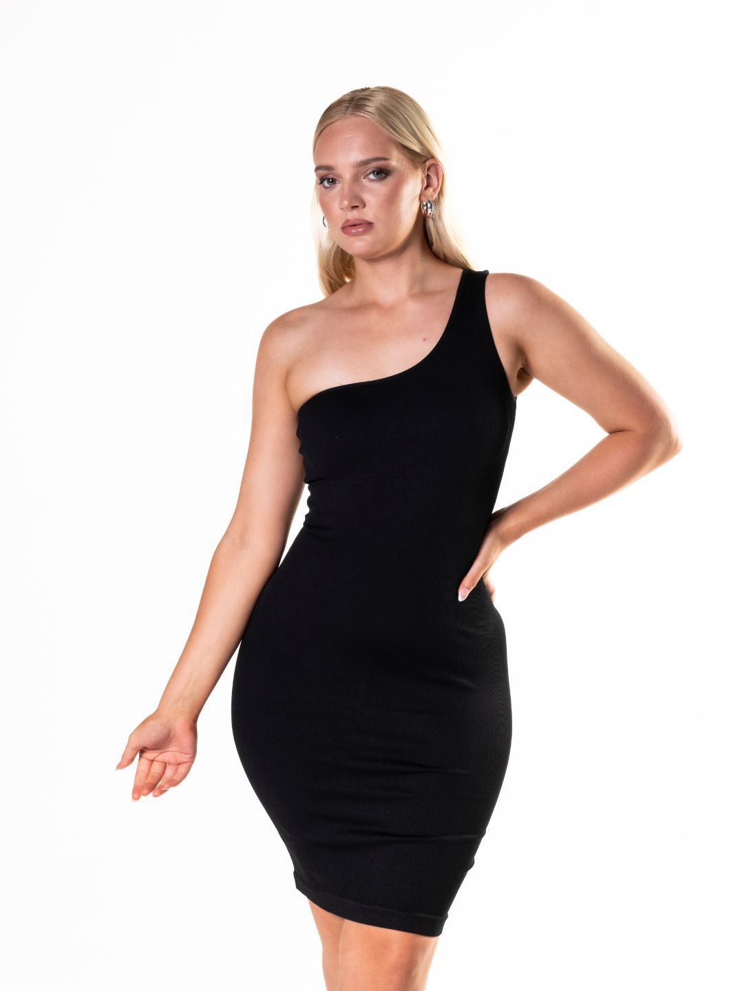 Sleek One-Shoulder Shapewear Mini Dress for a Flawless Silhouette