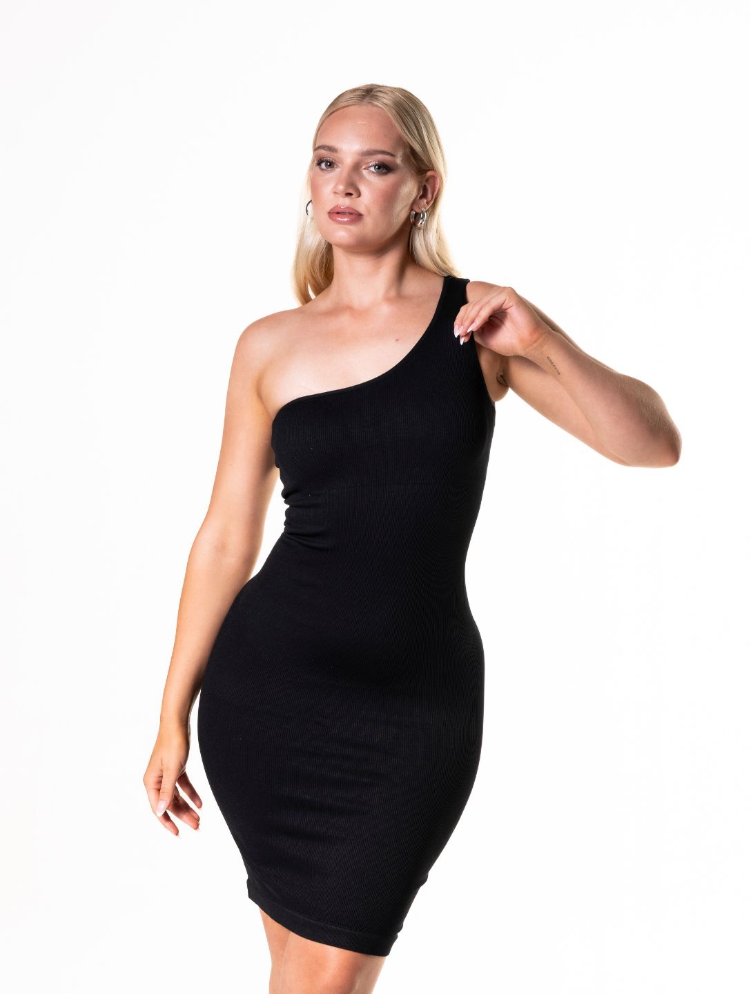 Sleek One-Shoulder Shapewear Mini Dress for a Flawless Silhouette