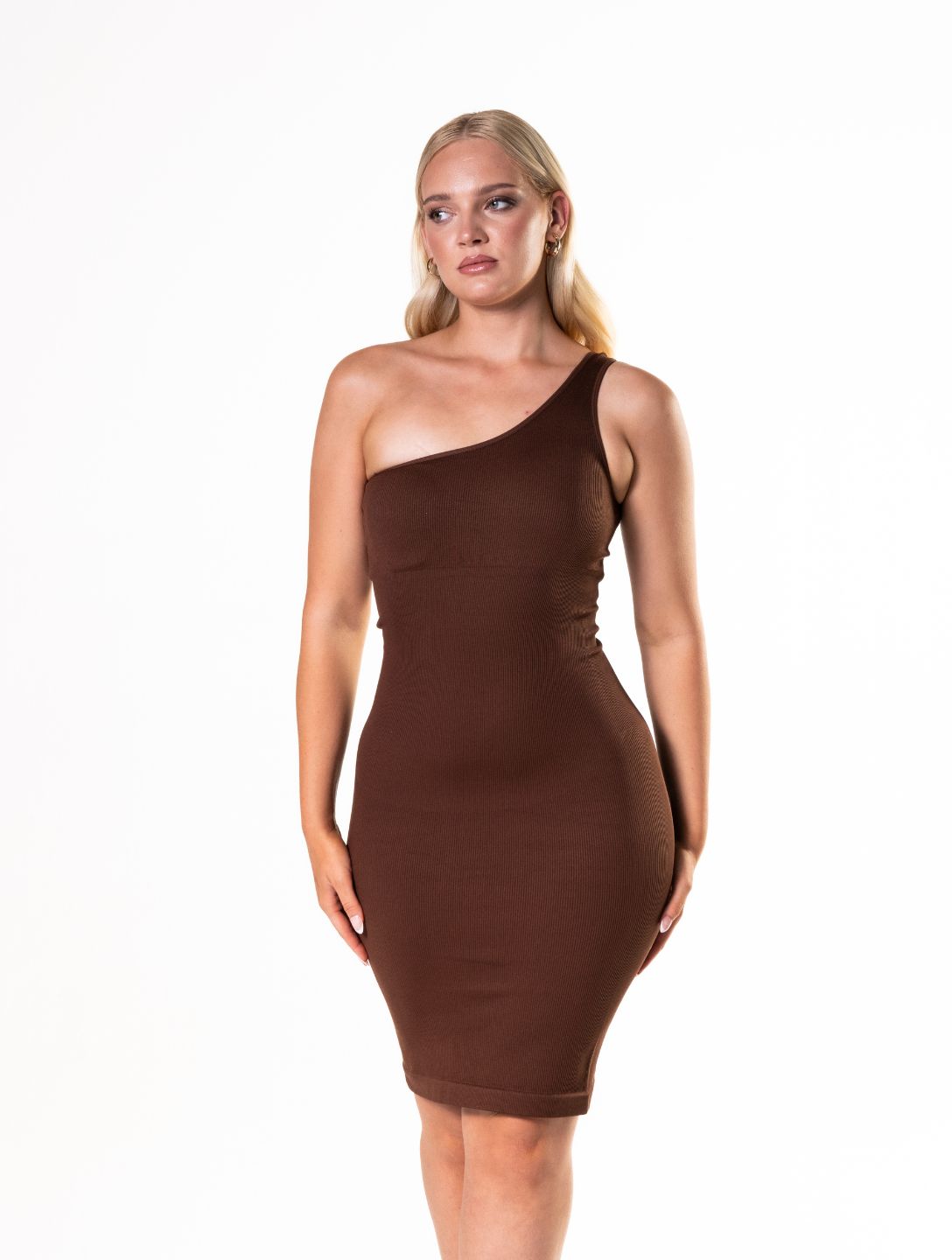 Sleek One-Shoulder Shapewear Mini Dress for a Flawless Silhouette