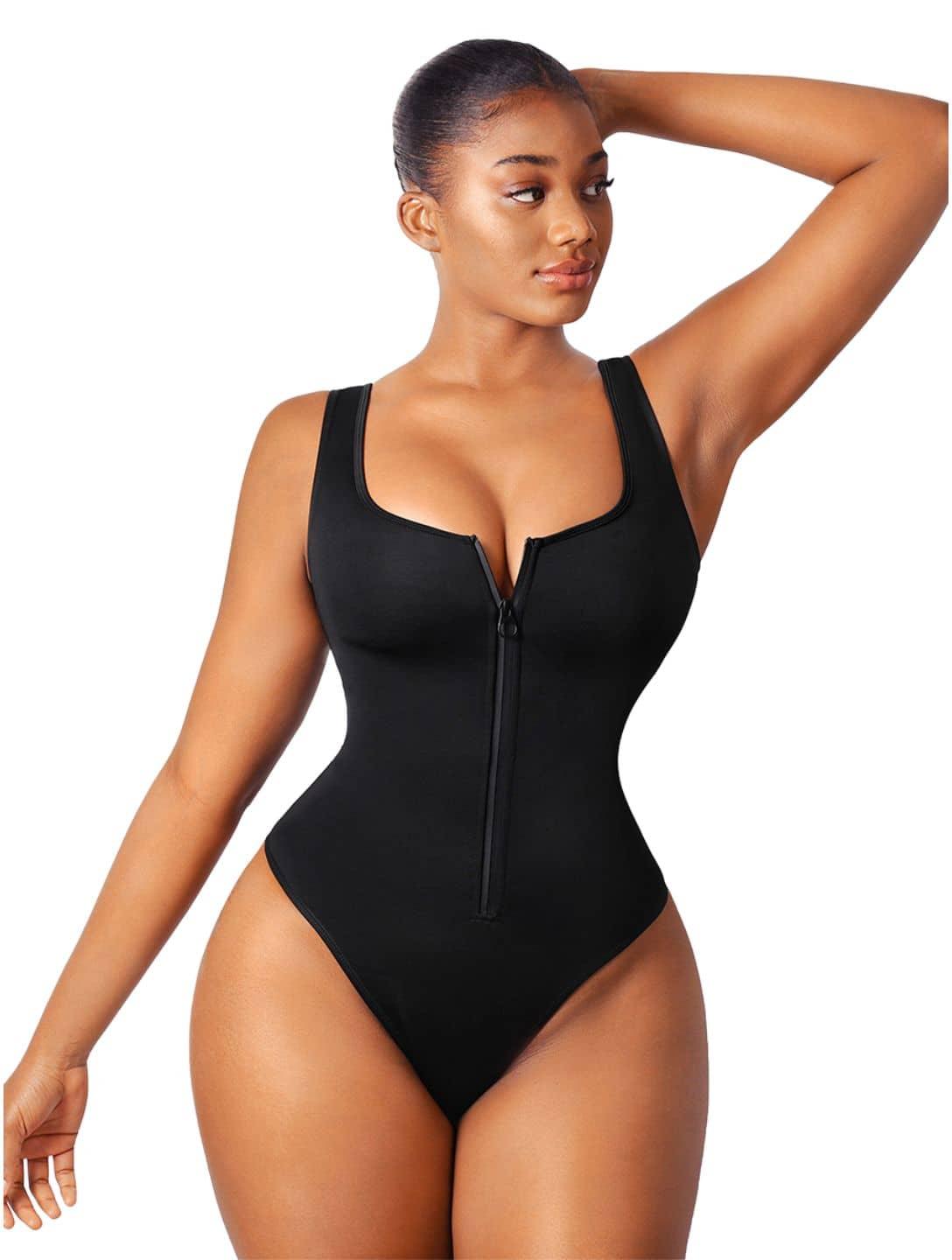 Shape-Enhancing Zip-Up Swimsuit