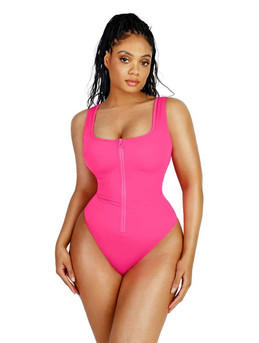 Shape-Enhancing Zip-Up Swimsuit