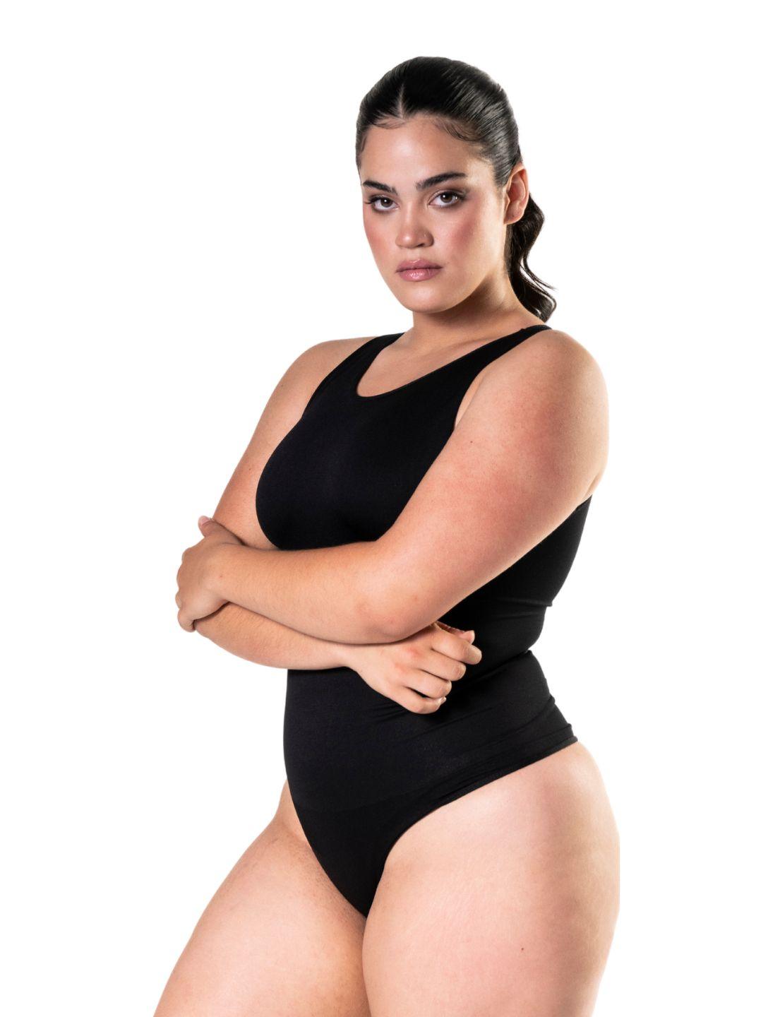 Chic Round Neck Thong Bodysuit