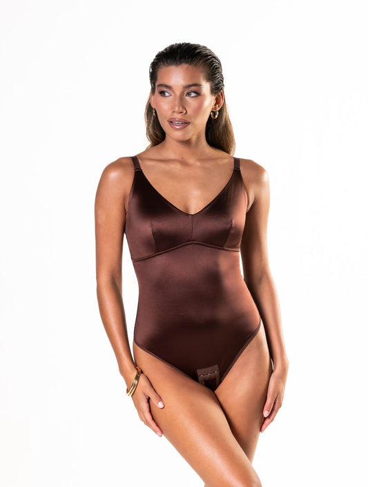 Gorgeous Satin Snatched Thong Bodysuit for Irresistible Confidence