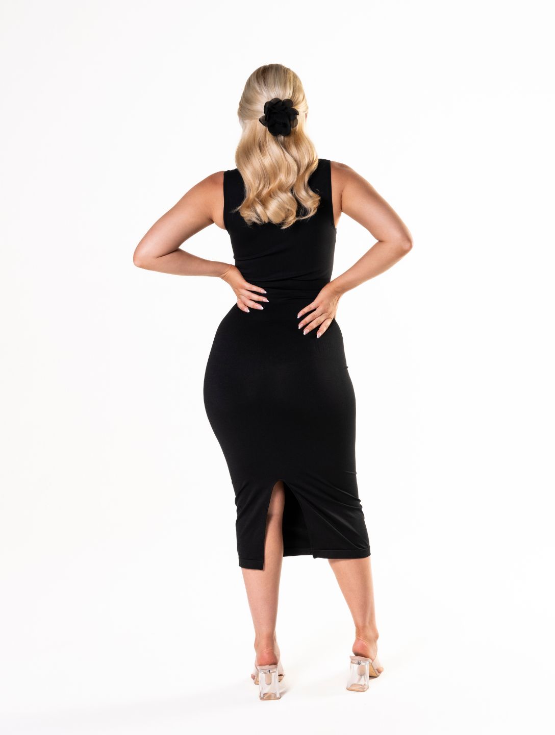 Sleek Square Neck Body Sculpting Dress