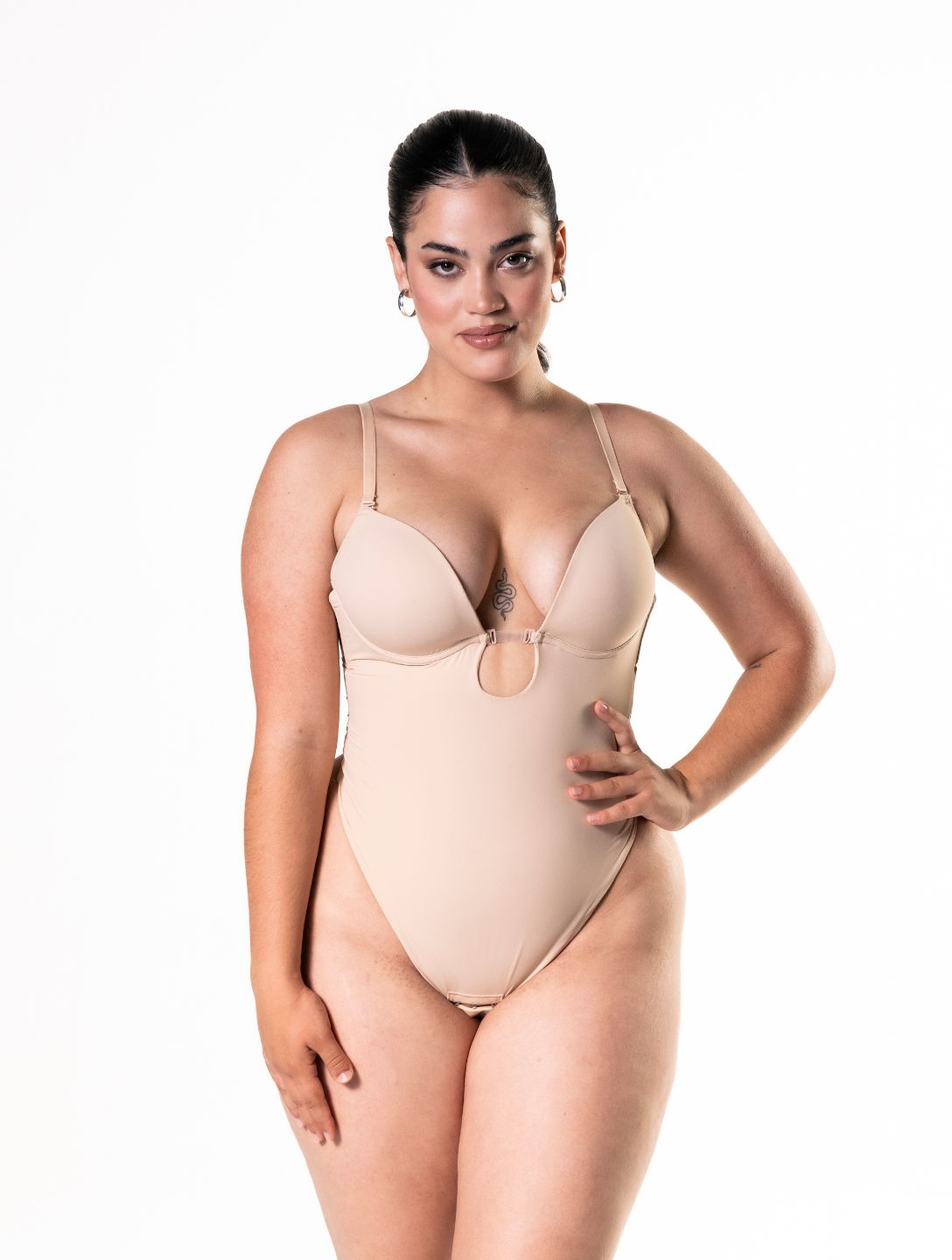 Sleek Enhancing Thong Bodysuit with Plunge Design